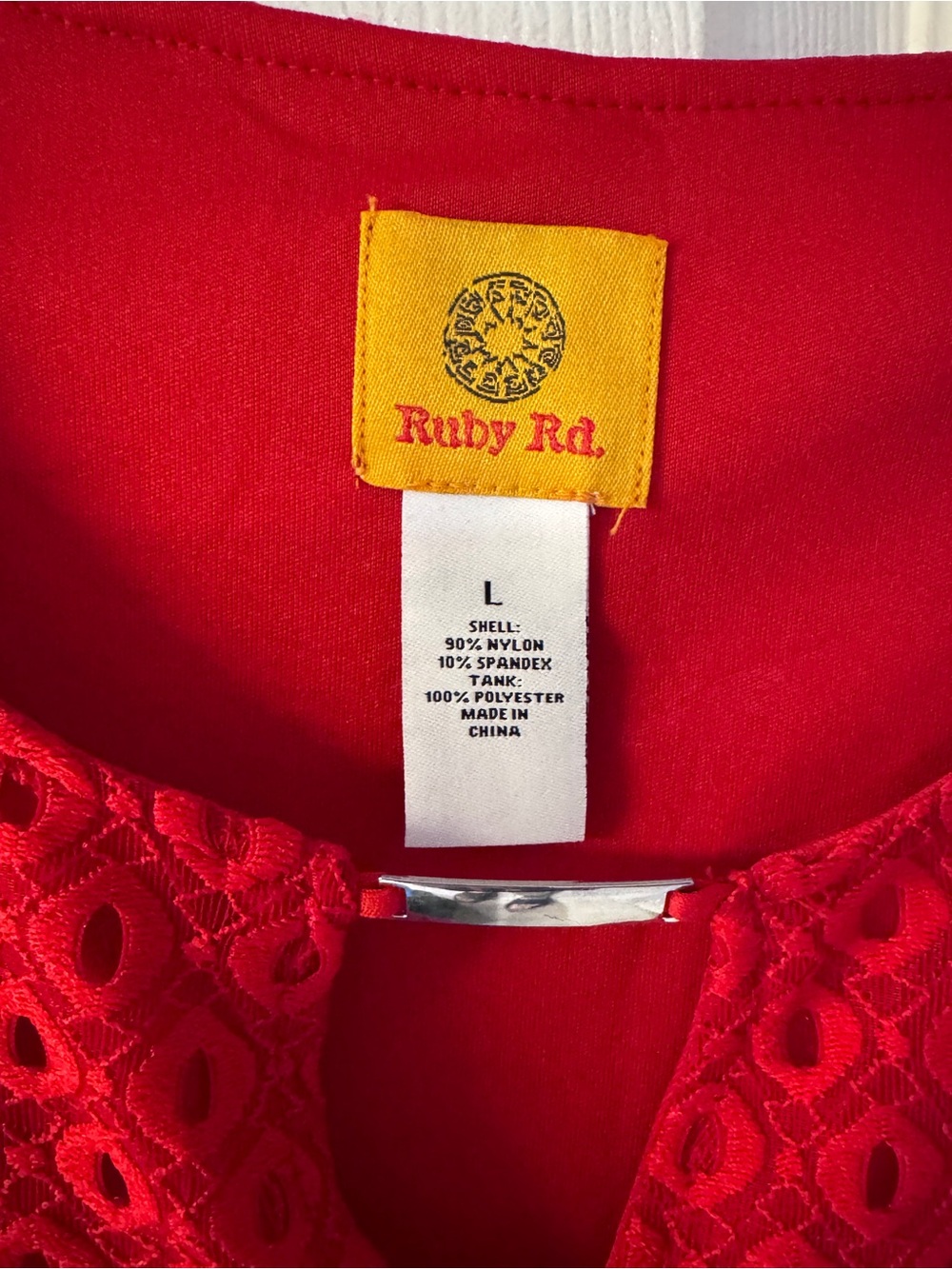 Ruby Rd. Red Lace Keyhole Tunic - Picture 2 of 3